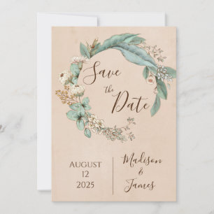 Romantic Floral Script Hand Drawn Chic Wedding Save The Date