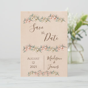 Romantic Floral Script Hand Drawn Chic Wedding Save The Date