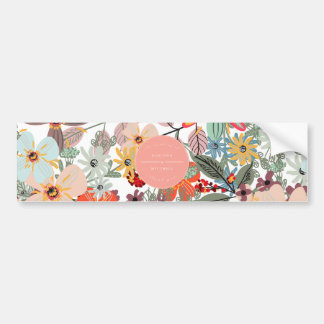 Romantic Floral soft Pink Green peach Bumper Sticker