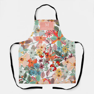 Romantic Floral soft Pink Green peach  Classic   Apron