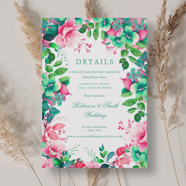 Romantic Floral Spring Summer Wedding Details Enclosure Card (Romantic Floral Spring Summer Wedding Details Enclosure Card)