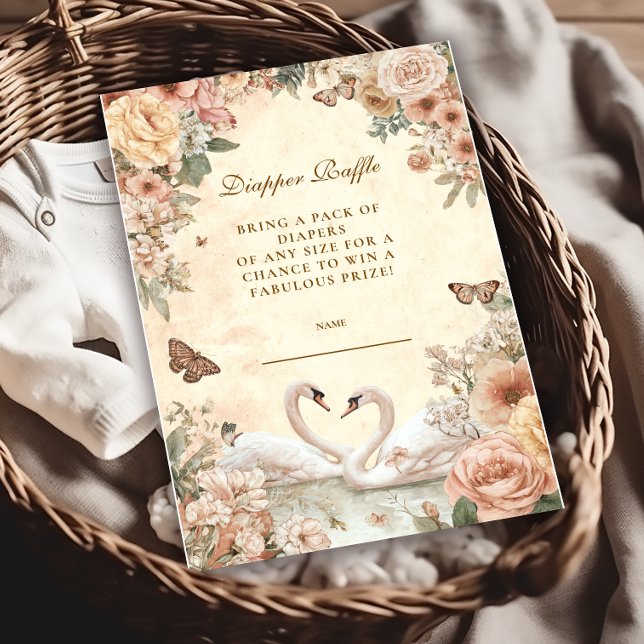 Romantic Floral Swan Books for Baby  Enclosure Card (Creator Uploaded)