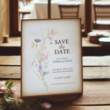 Romantic Floral Water Colour Save the Date Card