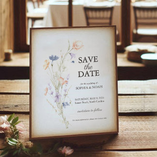 Romantic Floral Water Colour Save the Date Card