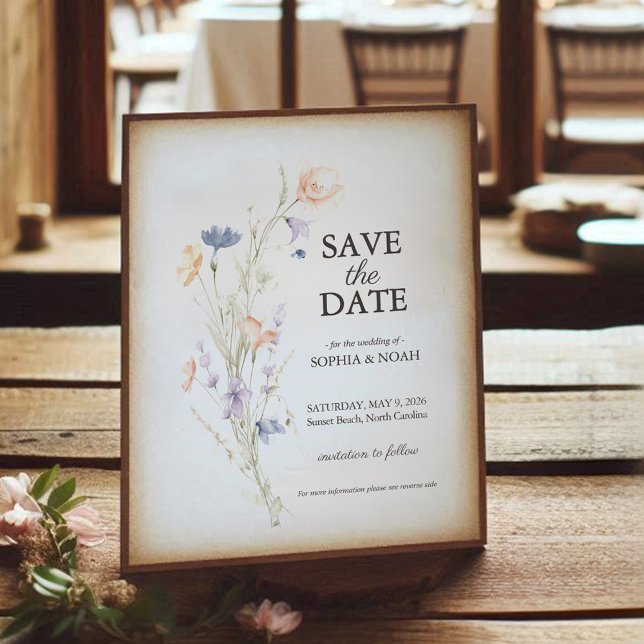 Romantic Floral Water Colour Save the Date Card (Creator Uploaded)