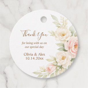Romantic Floral Wedding Favor Tag Dusty Blush Peon