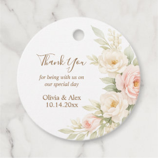 Romantic Floral Wedding Favor Tag Dusty Blush Peon