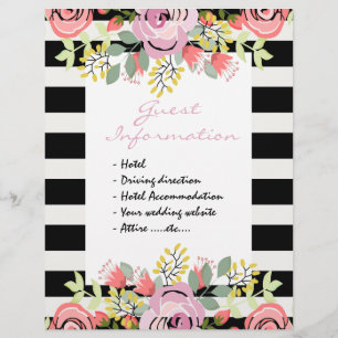 Romantic floral wedding guest information customised letterhead