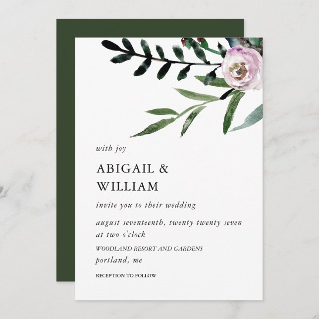 Romantic Floral Wedding Invitation (Front/Back)