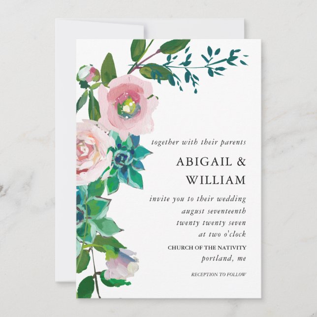 Romantic Floral Wedding Invitation (Front)