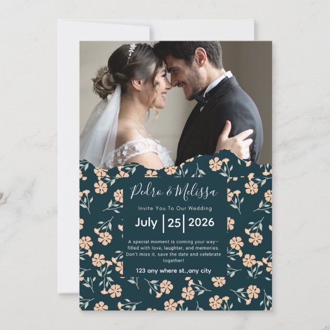 Romantic Floral Wedding Invitation (Front)