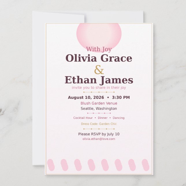 Romantic Floral Wedding Invitation Card  (Front)