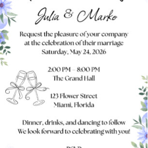 Romantic Floral Wedding Invitation Template Poster