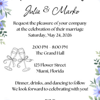 Romantic Floral Wedding Invitation Template Poster