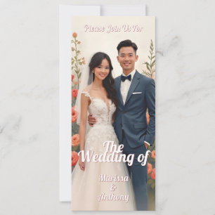 Romantic floral wedding invitation vintage style