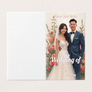 Romantic floral wedding invitation vintage style