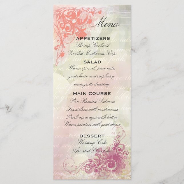 Romantic Floral Wedding Menu Template (Front)