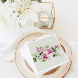 Romantic Floral Wedding Paper Napkin