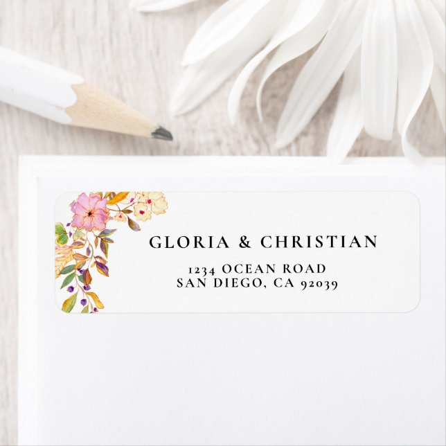 Romantic Floral Wedding Return Address Label (Insitu)