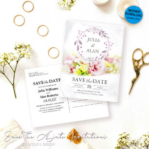 Romantic Floral Wedding Save the Date Postcard