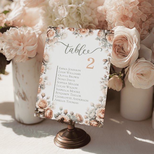 Romantic Floral Wedding Table Cards Seating Plan (Romantic Floral Wedding Table Cards Seating Plan)