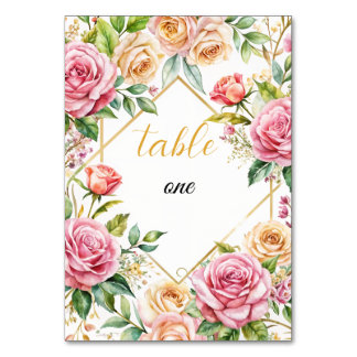 Romantic Floral Wedding Table Number
