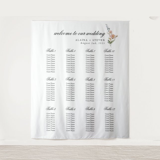  Romantic Floral Wedding Tapestry Decor (Front)