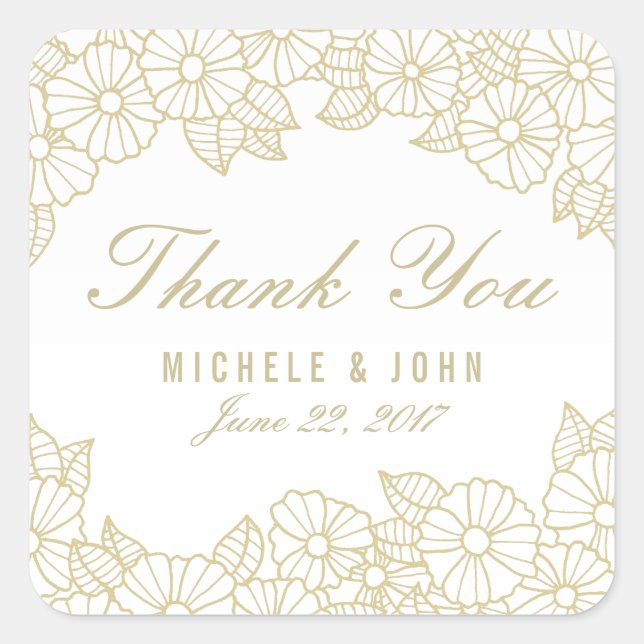 Romantic Floral Wedding Thank You Favours Stickers (Front)