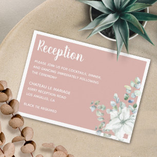Romantic floral white gentle flowers pink wedding enclosure card