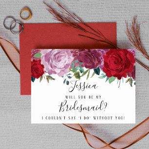 Romantic Floral Will You Be My Bridesmaid? Invitation