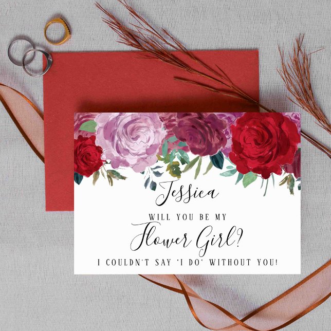 Romantic Floral Will You Be My Flower Girl? Invitation (Creator Uploaded)