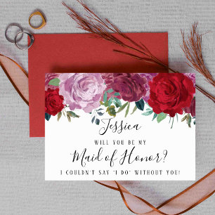Romantic Floral Will You Be My Maid Of Honour? Invitation