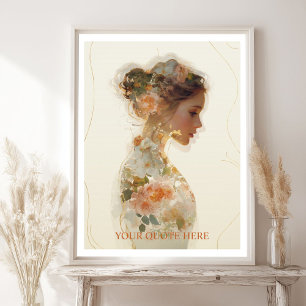 Romantic Floral Woman Silhouette Custom Quote Poster