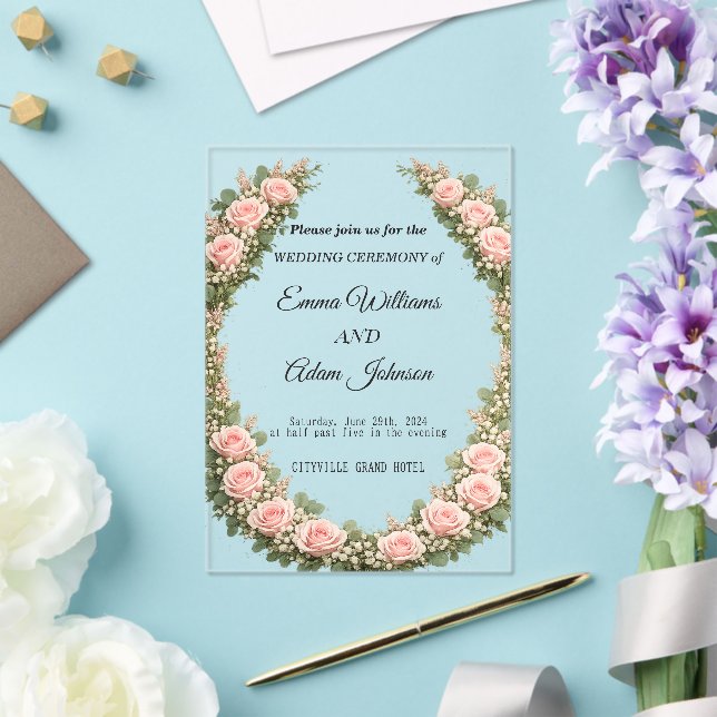 Romantic Floral Wreath Wedding Invitation (Insitu (Wedding))