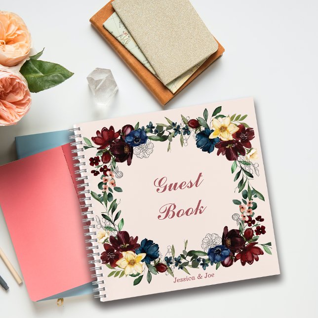Romantic Florals Customise Personalise Guest Book (Creator Uploaded)