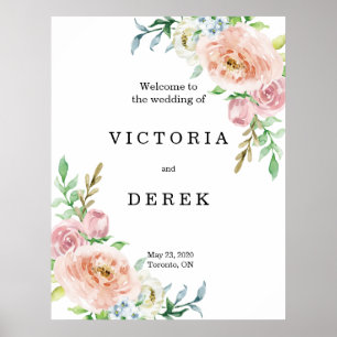 Romantic Florals Large Wedding Welcome Sign