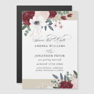 Romantic Florals, magnetic save the date Invitation