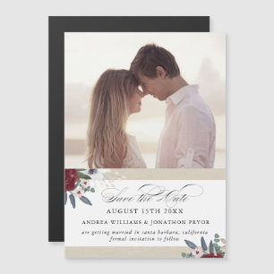 Romantic Florals, Magnetic save the date Invitation