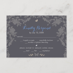 Romantic Flower Border   Wedding RSVP Card