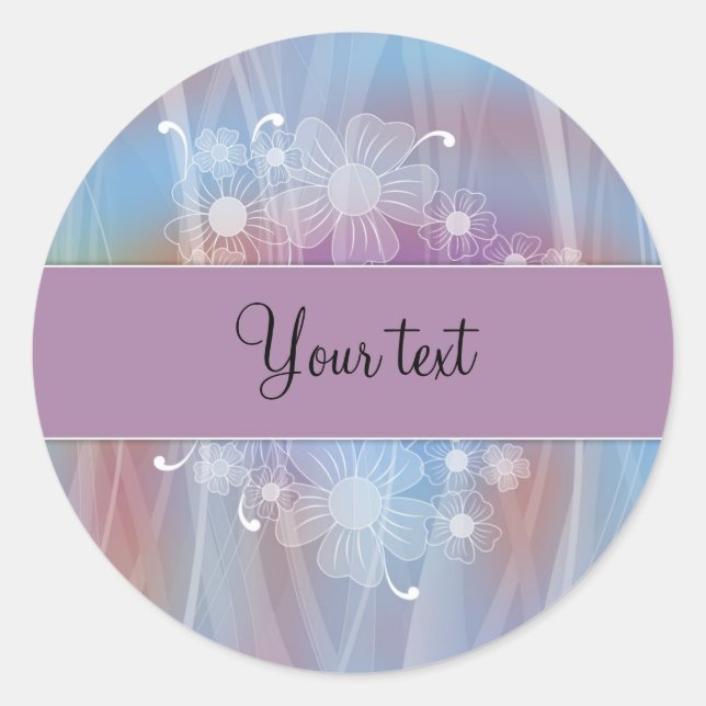 Romantic flower design classic round sticker (Front)