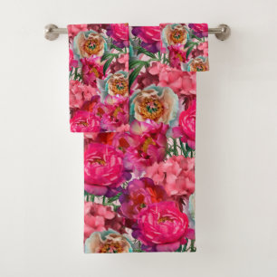 Romantic flower garden bath towel set