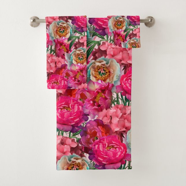 Romantic flower garden bath towel set (Insitu)