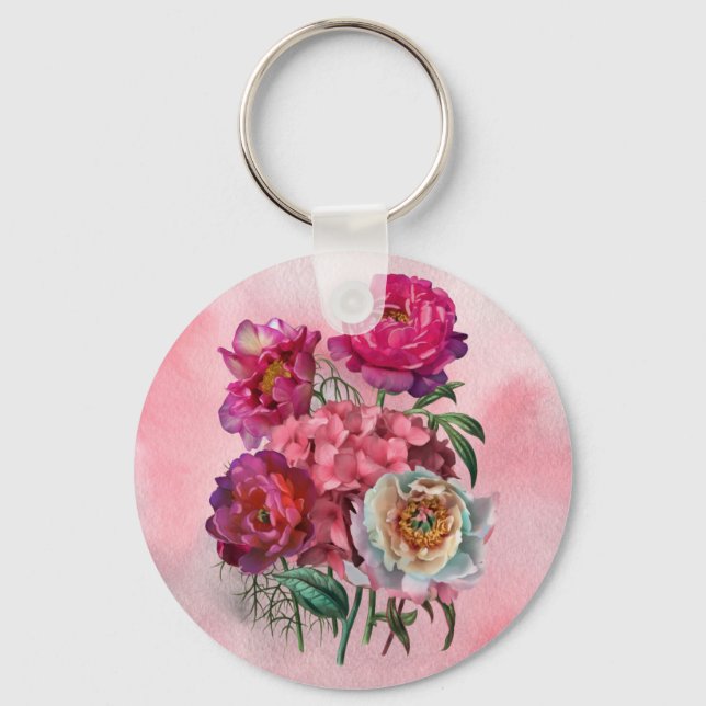 Romantic flower garden key ring (Front)