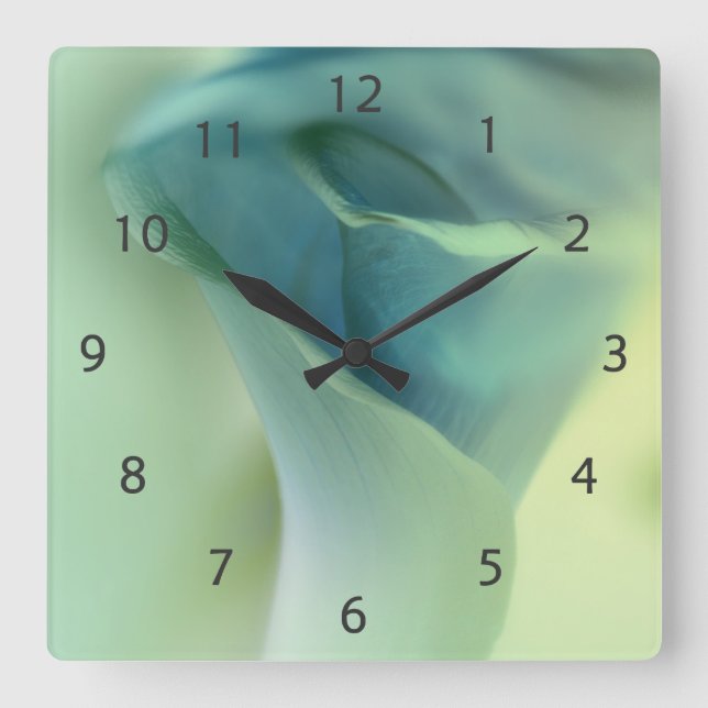 Romantic Flower in Blue Tones Square Wall Clock (Front)