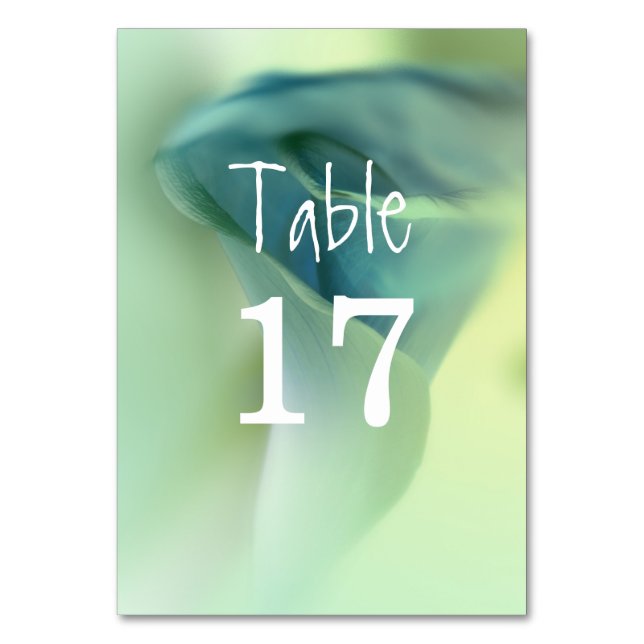 Romantic Flower in Blue Tones Wedding Table Number (Front)