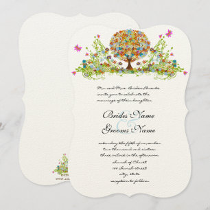 Romantic Flower Love Tree Wedding Invitation