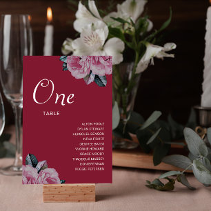 Romantic Flower Wedding Guest Names Table Number