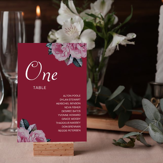 Romantic Flower Wedding Guest Names Table Number (Romantic Flower Wedding Guest Names Table Number)