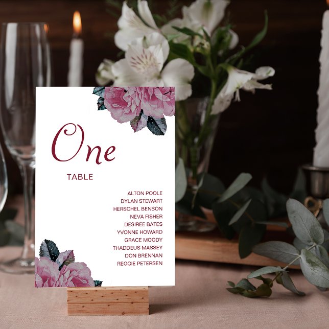 Romantic Flower Wedding Guest Names Table Number (Romantic Flower Wedding Guest Names Table Number)