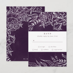 Romantic Flower Wreath Purple Wedding RSVP Card